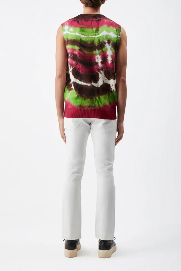 Gabriela Hearst Tops Men Fielding Knit Vest In Jewel Tie Dye Cashmere