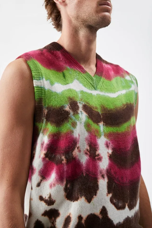 Gabriela Hearst Tops Men Fielding Knit Vest In Jewel Tie Dye Cashmere