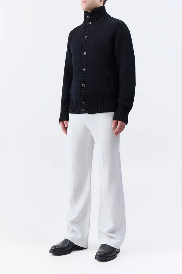 Gabriela Hearst Tops Men Jacobo Knit Turtleneck Cardigan In Black Cashmere