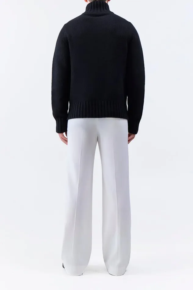 Gabriela Hearst Tops Men Jacobo Knit Turtleneck Cardigan In Black Cashmere