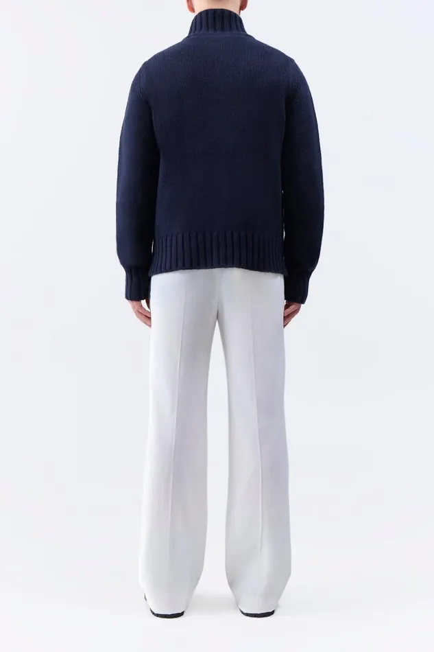 Gabriela Hearst Tops Men Jacobo Knit Turtleneck Cardigan In Dark Navy Cashmere
