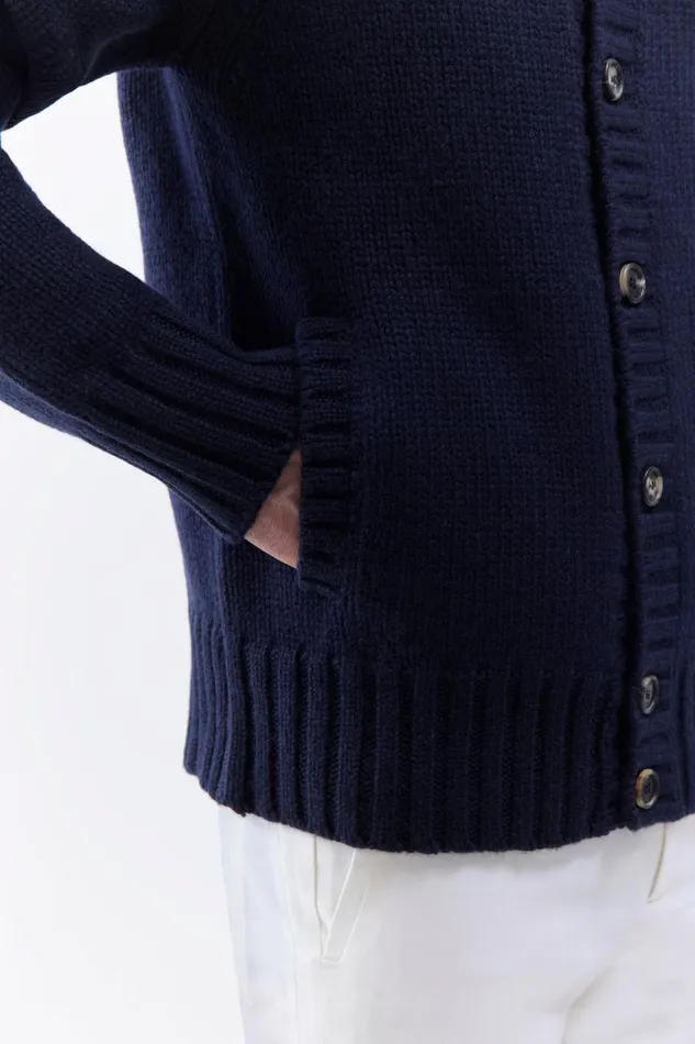 Gabriela Hearst Tops Men Jacobo Knit Turtleneck Cardigan In Dark Navy Cashmere