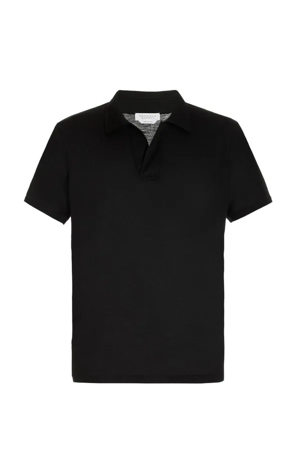 Gabriela Hearst Tops Men Jaime Short Sleeve Polo In Black Cotton