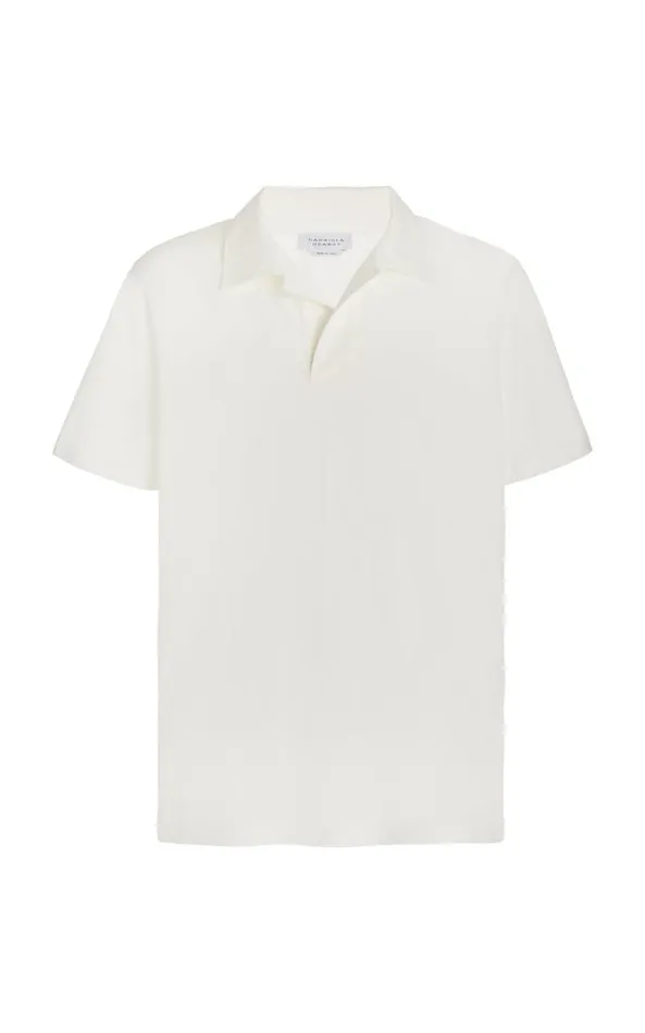 Gabriela Hearst Tops Men Jaime Short Sleeve Polo In White Cotton