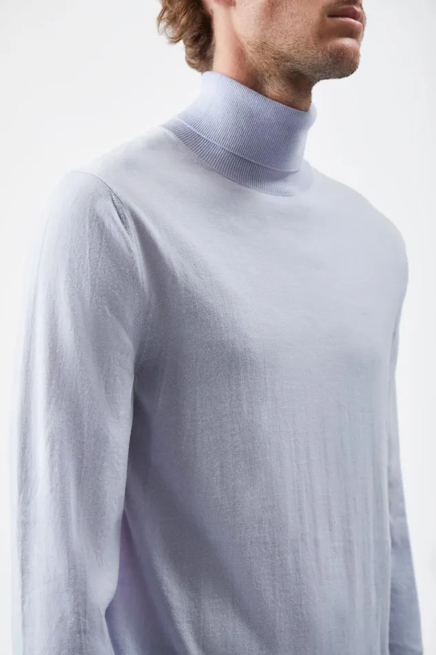 Gabriela Hearst Tops Men Jermaine Knit Turtleneck In Halogen Blue Merino Wool