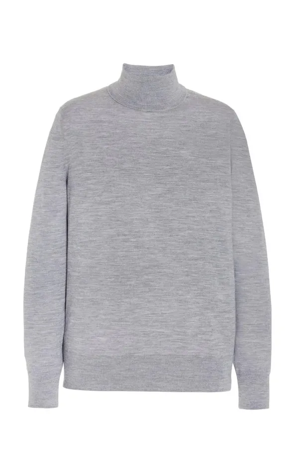 Gabriela Hearst Tops Men Jermaine Knit Turtleneck In Heather Grey Merino Wool Gabriela Hearst Tops Men Jermaine Knit Turtleneck In Heather Grey Merino Wool