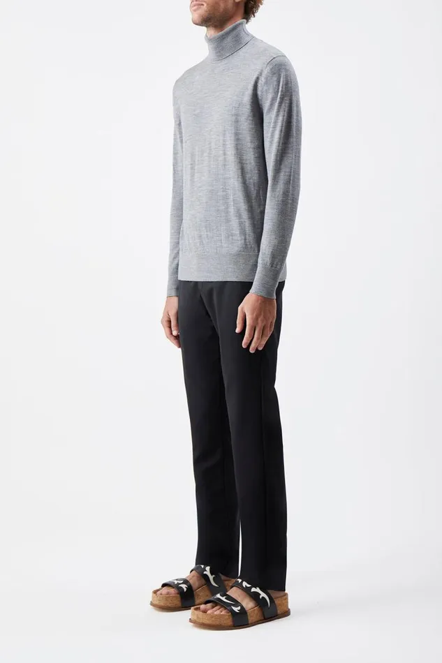 Gabriela Hearst Tops Men Jermaine Knit Turtleneck In Heather Grey Merino Wool