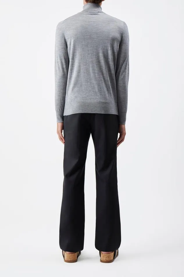 Gabriela Hearst Tops Men Jermaine Knit Turtleneck In Heather Grey Merino Wool