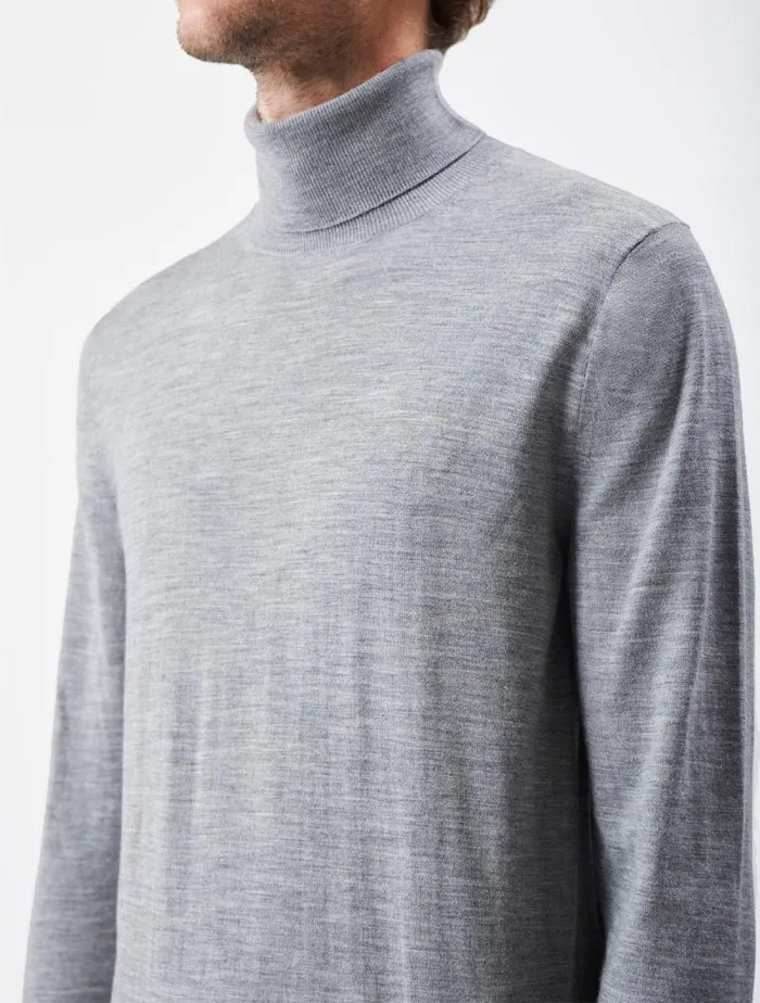 Gabriela Hearst Tops Men Jermaine Knit Turtleneck In Heather Grey Merino Wool