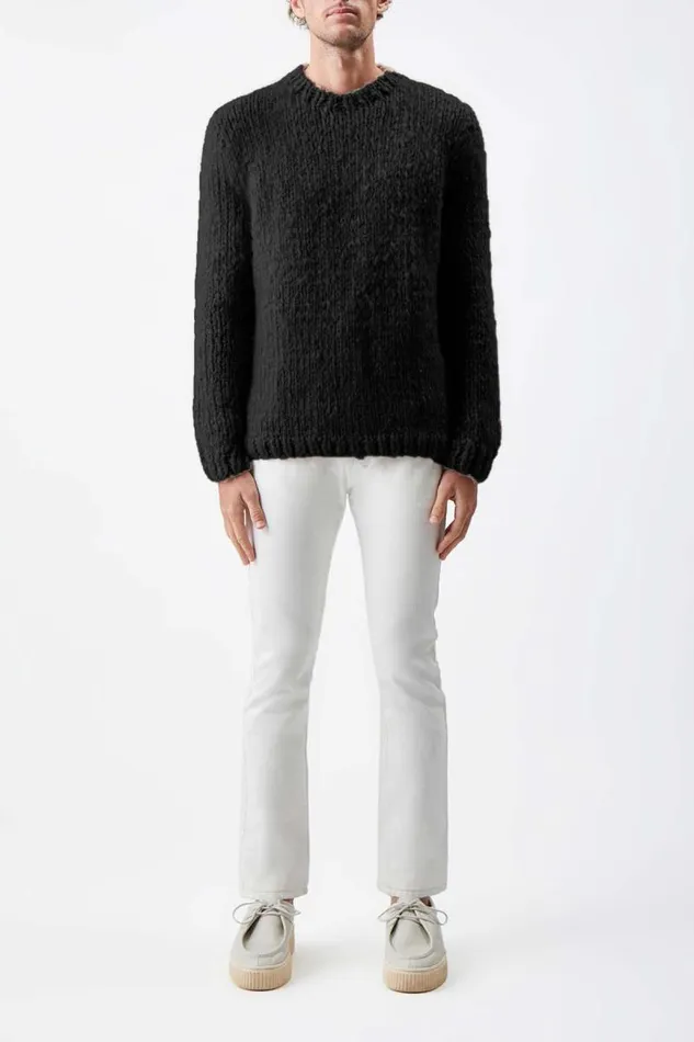 Gabriela Hearst Tops Men Lawrence Knit Sweater In Black Welfat Cashmere