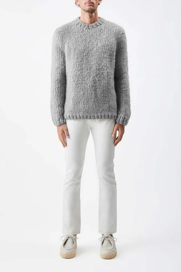 Gabriela Hearst Tops Men Lawrence Knit Sweater In Heather Grey Welfat Cashmere