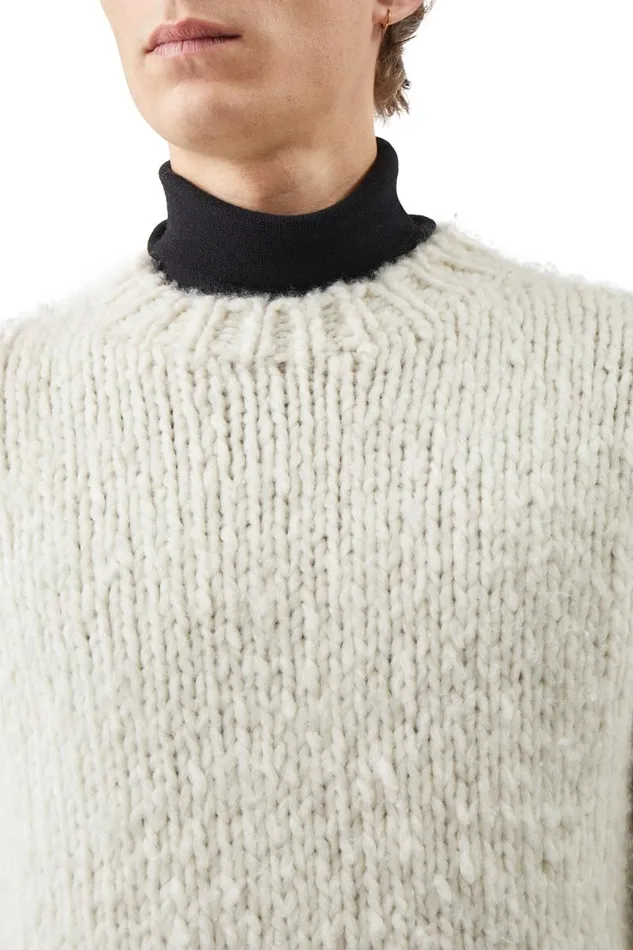 Gabriela Hearst Tops Men Lawrence Knit Sweater In Ivory Welfat Cashmere