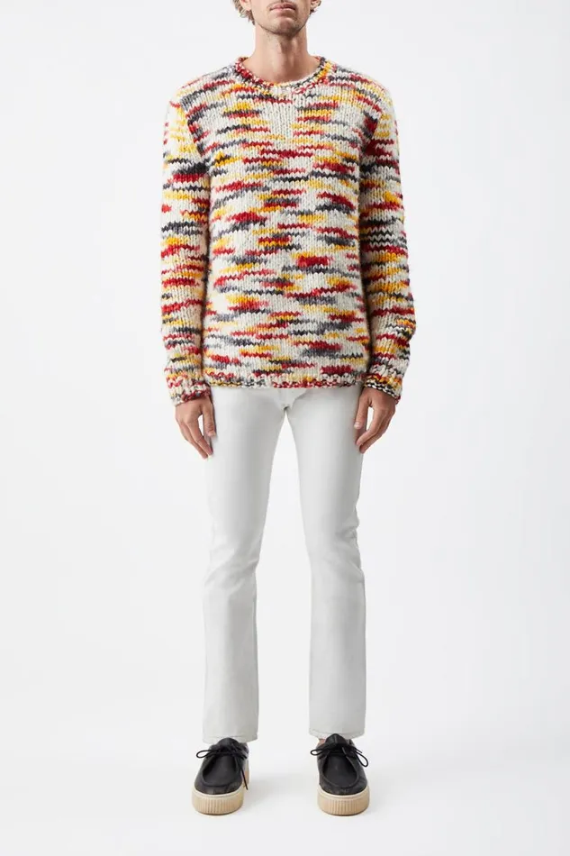 Gabriela Hearst Tops Men Lawrence Knit Sweater In Space Dye Fire Multi Welfat Cashmere