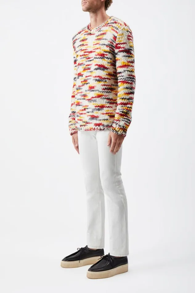 Gabriela Hearst Tops Men Lawrence Knit Sweater In Space Dye Fire Multi Welfat Cashmere