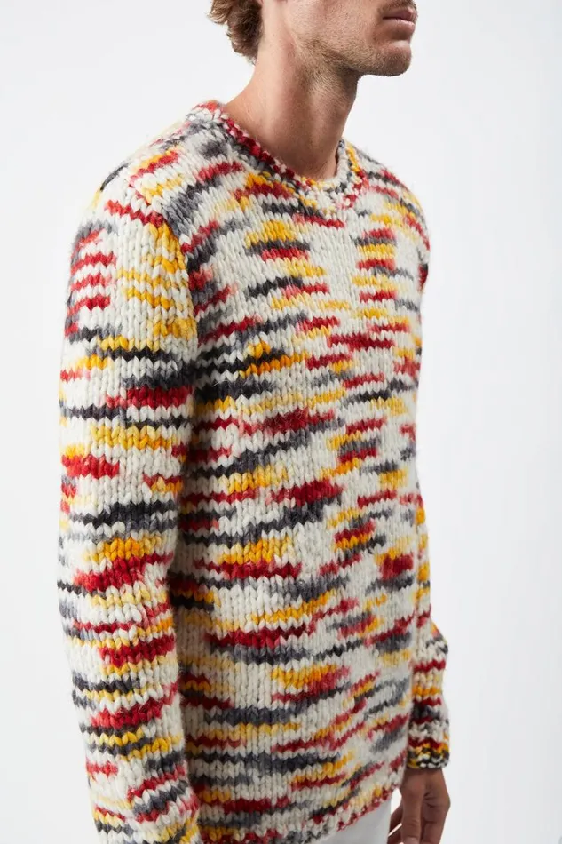 Gabriela Hearst Tops Men Lawrence Knit Sweater In Space Dye Fire Multi Welfat Cashmere
