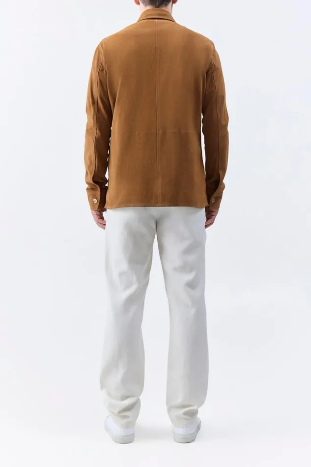 Gabriela Hearst Tops Men Lucas Overshirt In Camel Suede