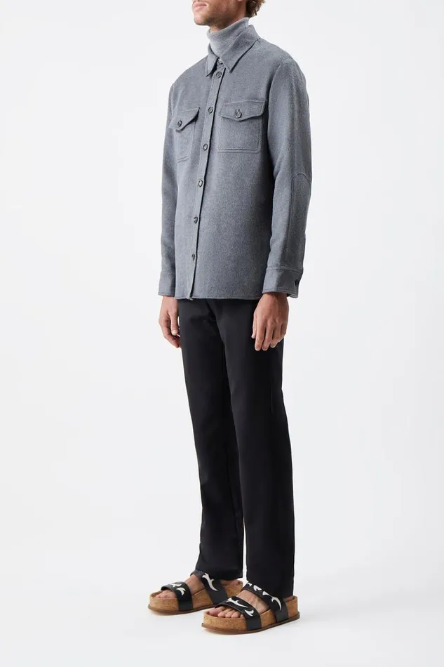 Gabriela Hearst Tops Men Lucas Overshirt In Dark Grey Melange Winter Silk