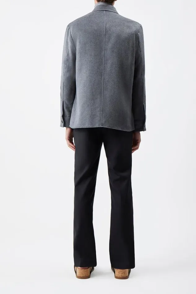 Gabriela Hearst Tops Men Lucas Overshirt In Dark Grey Melange Winter Silk