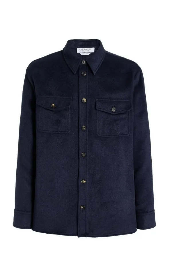Gabriela Hearst Tops Men Lucas Overshirt In Midnight Winter Silk