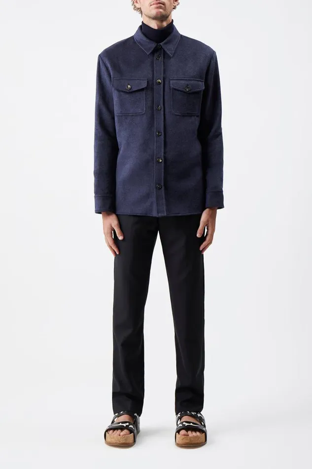 Gabriela Hearst Tops Men Lucas Overshirt In Midnight Winter Silk