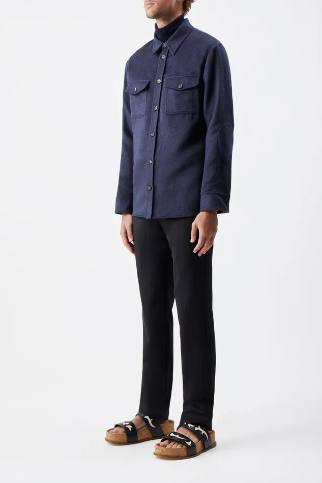 Gabriela Hearst Tops Men Lucas Overshirt In Midnight Winter Silk