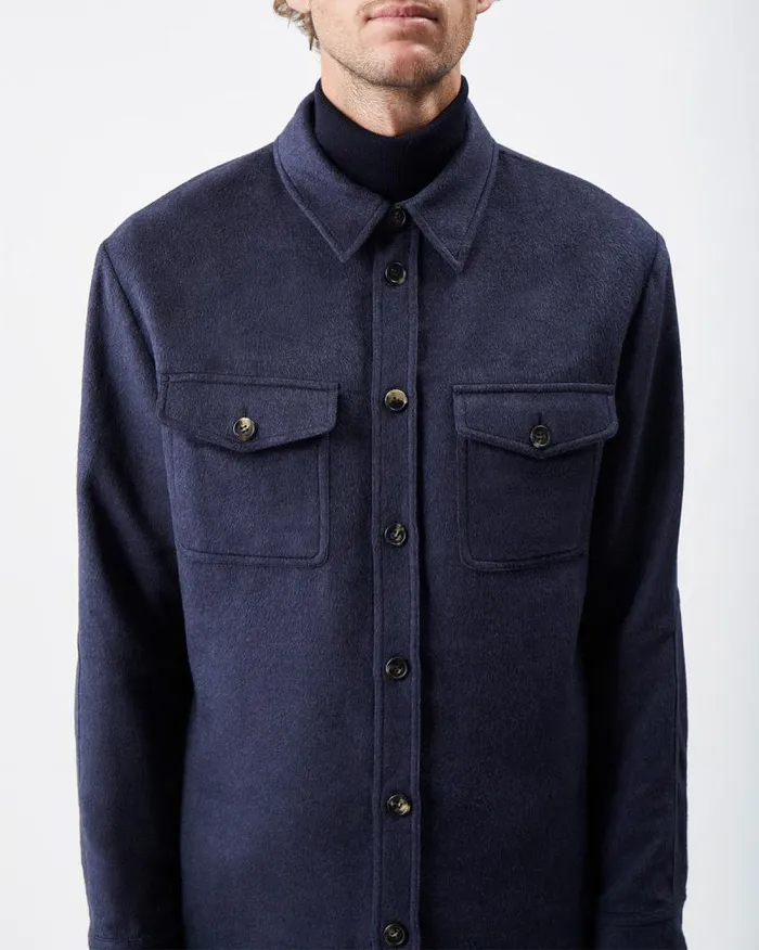 Gabriela Hearst Tops Men Lucas Overshirt In Midnight Winter Silk
