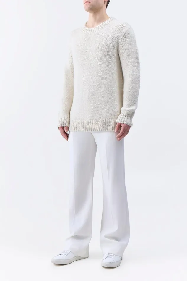 Gabriela Hearst Tops Men Niall Knit Sweater In Ivory Cashmere