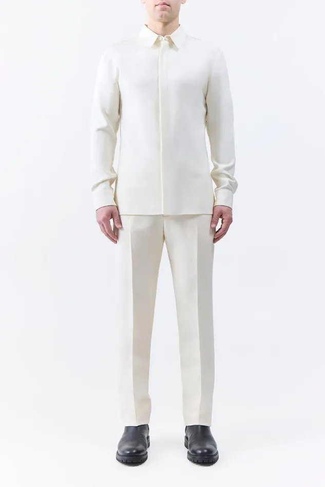 Gabriela Hearst Tops Men Nicolas Shirt In Ivory Silk Wool Cady