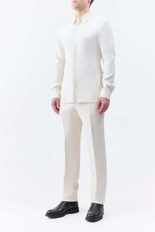 Gabriela Hearst Tops Men Nicolas Shirt In Ivory Silk Wool Cady