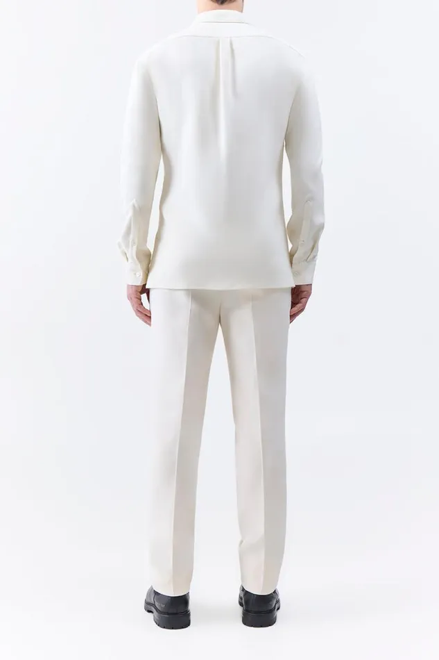 Gabriela Hearst Tops Men Nicolas Shirt In Ivory Silk Wool Cady