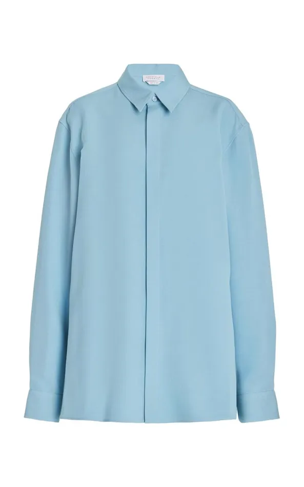 Gabriela Hearst Tops Men Nicolas Shirt In Mineral Blue Silk Wool Cady
