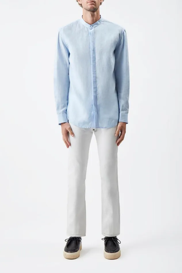 Gabriela Hearst Tops Men Ollie Shirt In Light Blue Linen