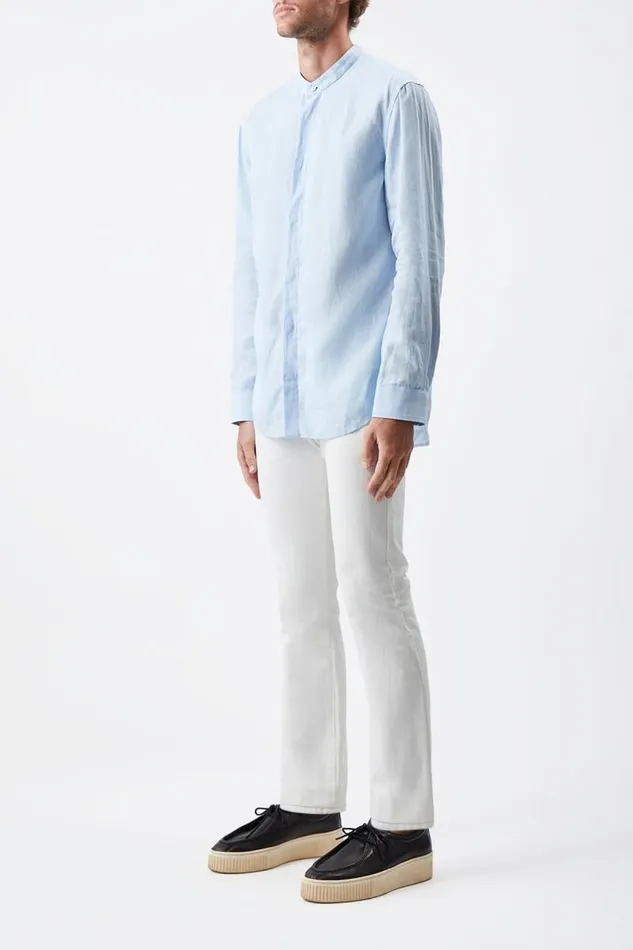 Gabriela Hearst Tops Men Ollie Shirt In Light Blue Linen