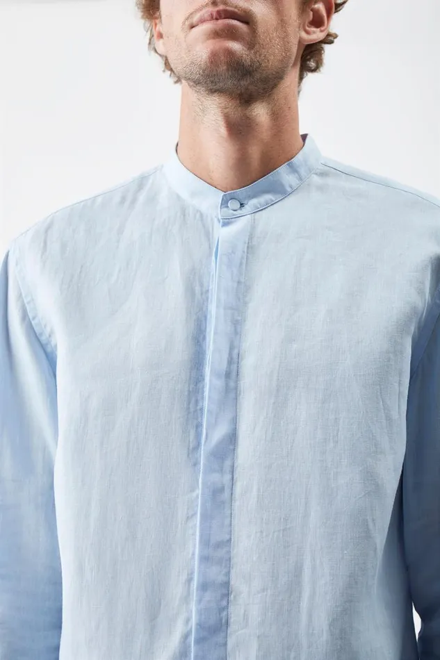 Gabriela Hearst Tops Men Ollie Shirt In Light Blue Linen