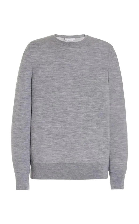 Gabriela Hearst Tops Men Palco Knit Crewneck In Heather Grey Merino Wool