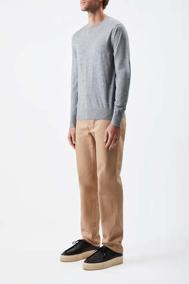 Gabriela Hearst Tops Men Palco Knit Crewneck In Heather Grey Merino Wool