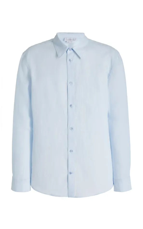 Gabriela Hearst Tops Men Quevedo Shirt In Light Blue Linen