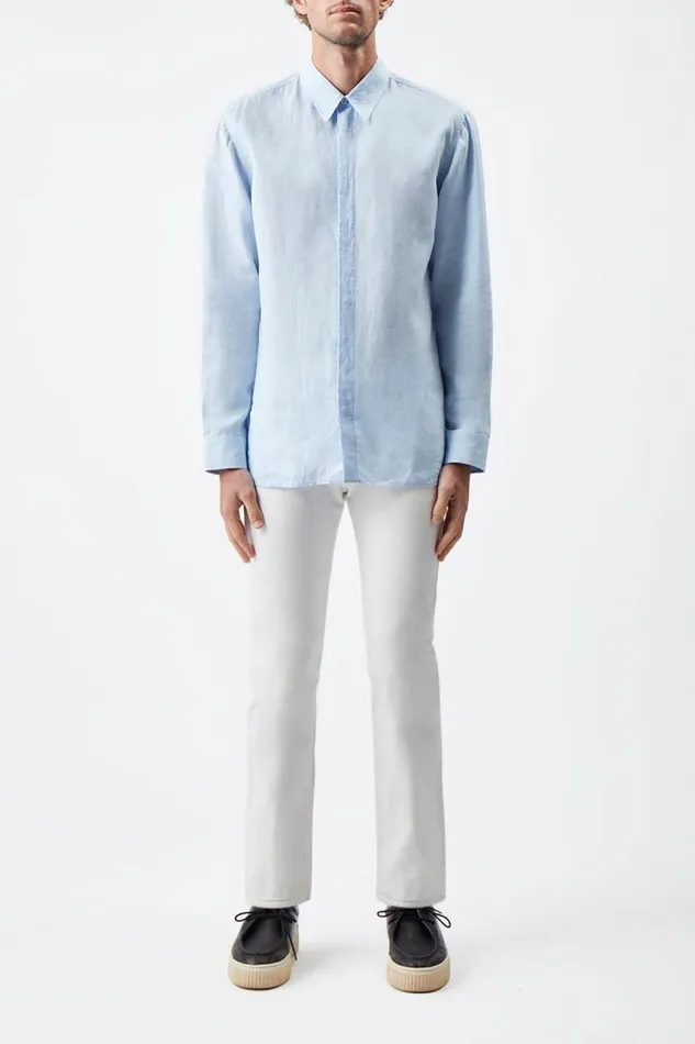 Gabriela Hearst Tops Men Quevedo Shirt In Light Blue Linen