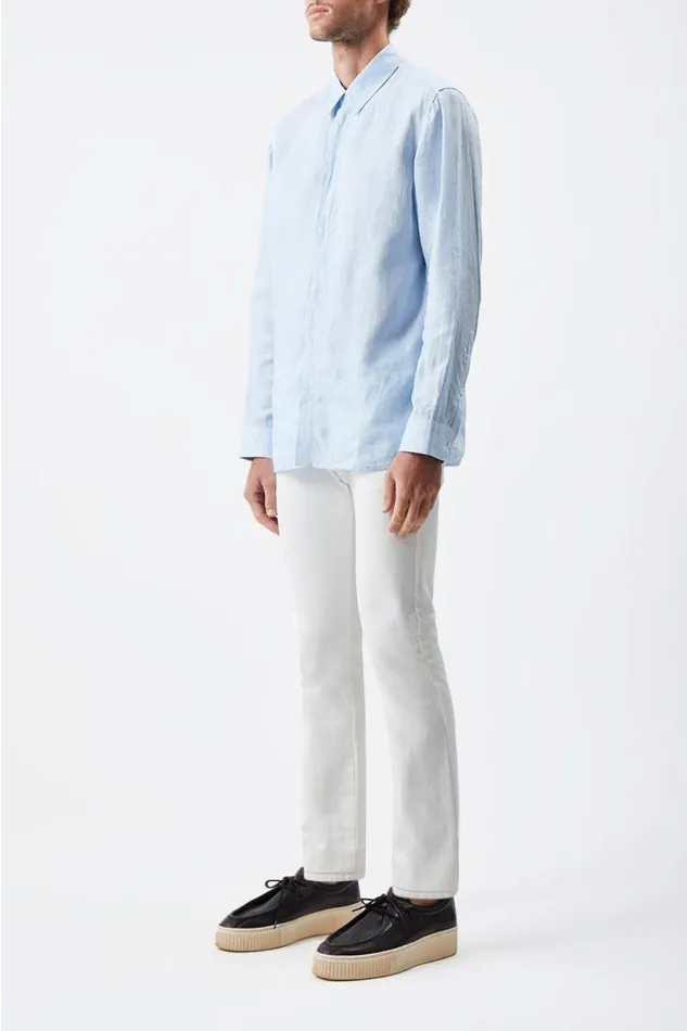 Gabriela Hearst Tops Men Quevedo Shirt In Light Blue Linen