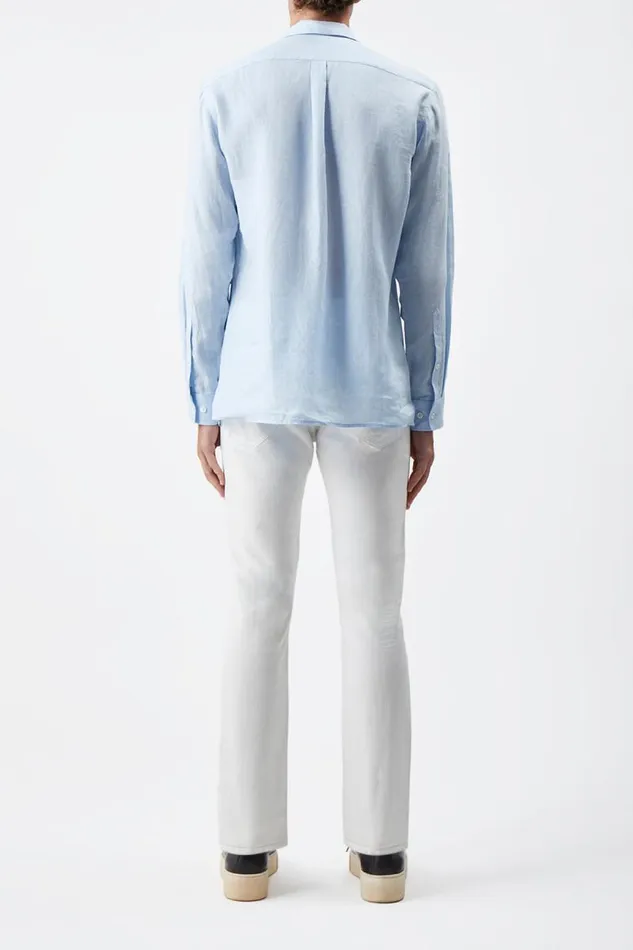 Gabriela Hearst Tops Men Quevedo Shirt In Light Blue Linen