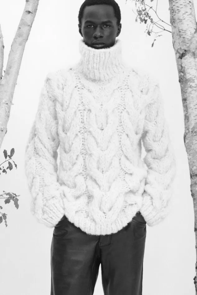 Gabriela Hearst Tops Men Ray Knit Sweater In Ivory Welfat Cashmere