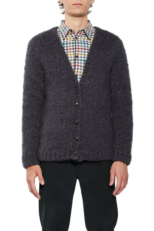 Gabriela Hearst Tops Men Simon Knit Cardigan In Charcoal Welfat Cashmere