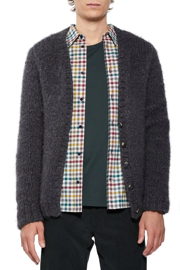 Gabriela Hearst Tops Men Simon Knit Cardigan In Charcoal Welfat Cashmere