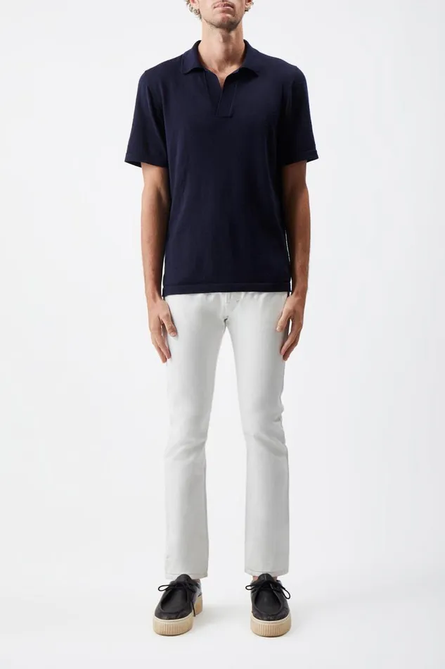 Gabriela Hearst Tops Men Stendhal Knit Short Sleeve Polo In Dark Navy Cashmere