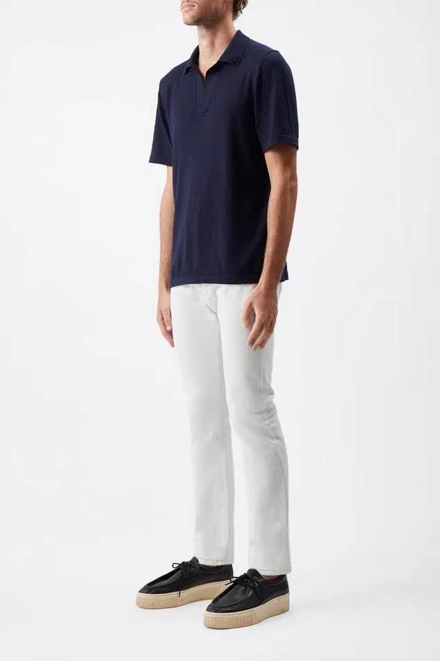 Gabriela Hearst Tops Men Stendhal Knit Short Sleeve Polo In Dark Navy Cashmere