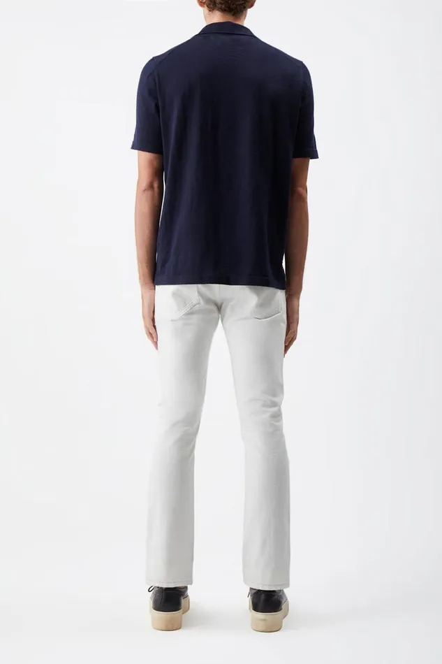 Gabriela Hearst Tops Men Stendhal Knit Short Sleeve Polo In Dark Navy Cashmere