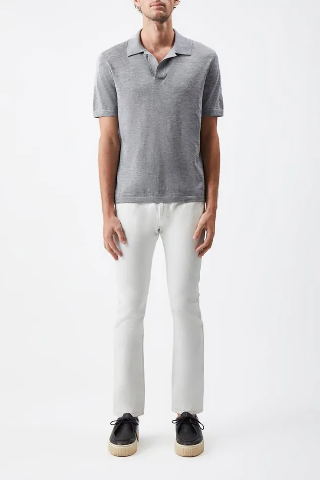 Gabriela Hearst Tops Men Stendhal Knit Short Sleeve Polo In Heather Grey Cashmere
