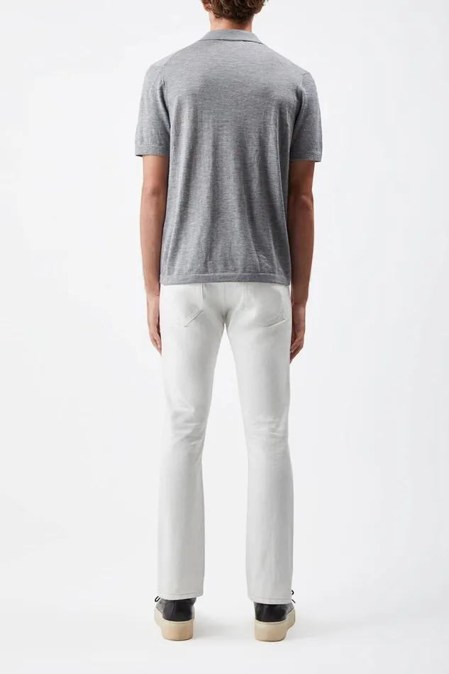 Gabriela Hearst Tops Men Stendhal Knit Short Sleeve Polo In Heather Grey Cashmere