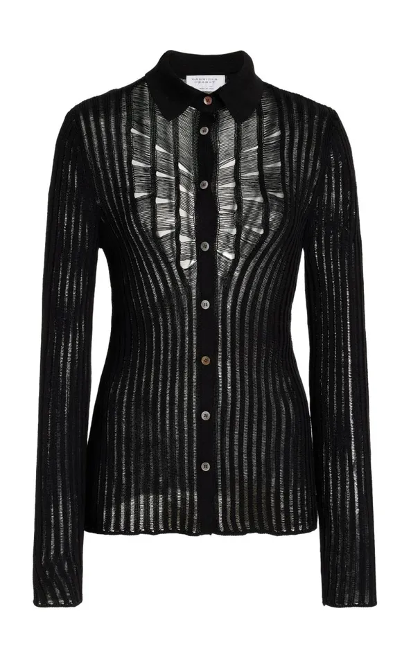 Gabriela Hearst Tops Women Aera Knit Shirt In Black Shappe Silk