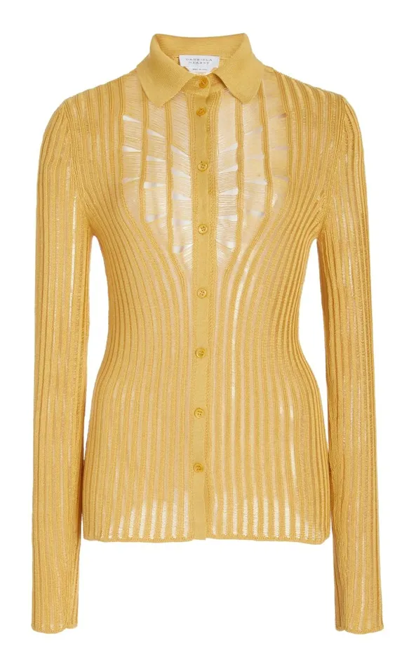 Gabriela Hearst Tops Women Aera Knit Shirt In Gold Shappe Silk